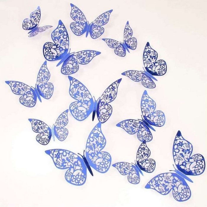 Набор топперов &laquo;Бабочки&raquo;, 12 штук, цвет синий
