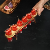 Доска деревянная для подачи шотов Wild Kitchen, 45.5&times;6.5&times;6 см, в обжиге, цельный кедр