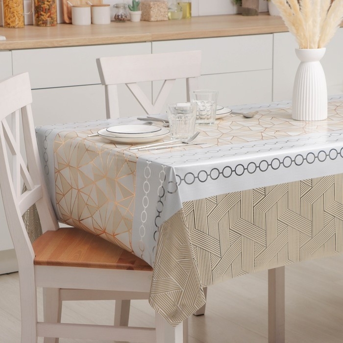 Клеёнка на стол Доляна &laquo;Золото&raquo;, на нетканой основе, ширина 137 см, толщина 0,2 мм, рулон 20 м