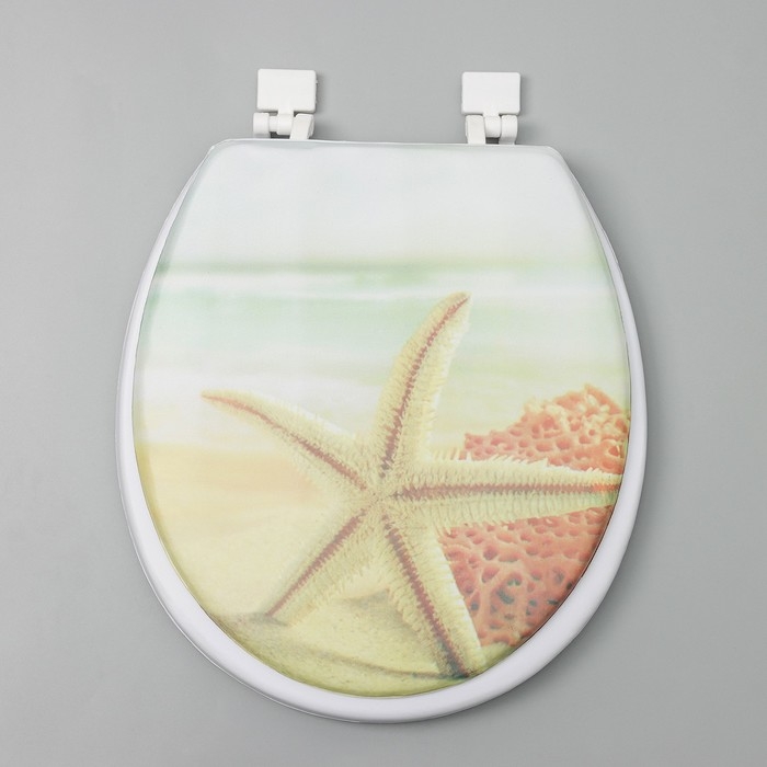 Сиденье для унитаза с крышкой Доляна &laquo;Пляж со звездой&raquo;, 40&times;37 см, мягкое