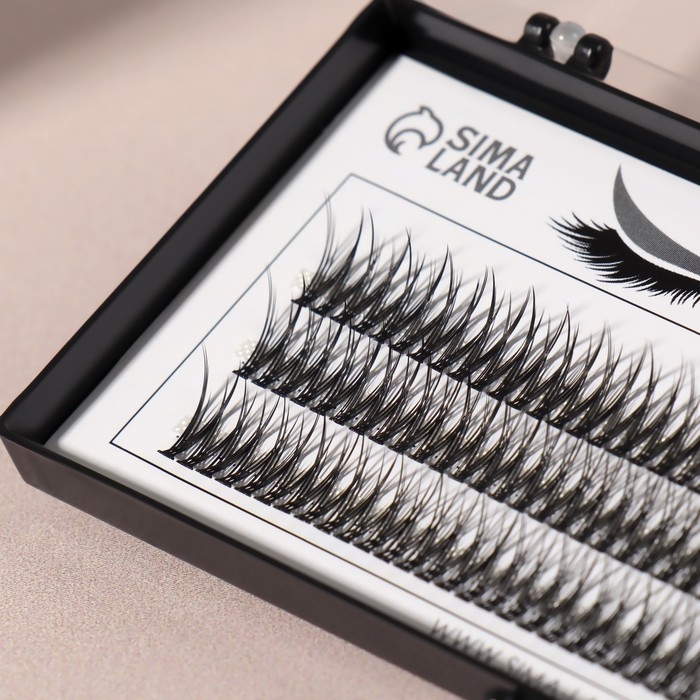 Набор накладных ресниц &laquo;Ласточкин хвост&raquo;, пучки, 12 мм, толщина 0,1 мм, изгиб С, 12 D