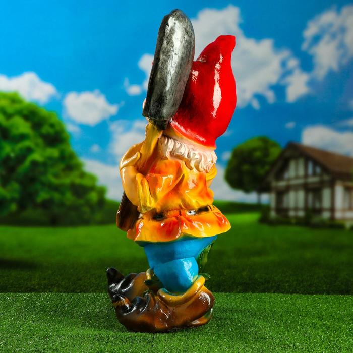 Садовая фигура "Гном с лопатой ВЕЛКОМ" 38х31х70см большой МИКС