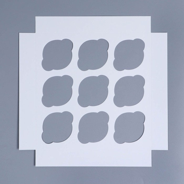 Коробка для капкейков, кондитерская упаковка с окном, 9 ячеек &laquo;Венок&raquo;, 25 х 25 х 10 см