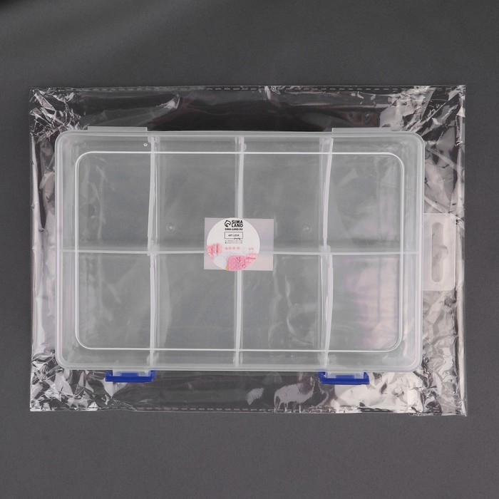 Органайзер для рукоделия, с подвесом, со съёмными ячейками, 8 отделений, 20 × 13,5 × 4,5 см, цвет прозрачный Органайзер для рукоделия, с подвесом, со съёмными ячейками, 8 отделений, 20 × 13,5 × 4,5 см, цвет прозрачный