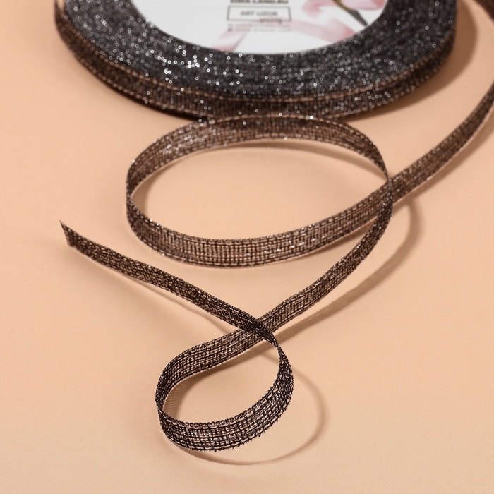 Лента парчовая, 6 мм, 23 &plusmn; 1 м, цвет чёрный №029