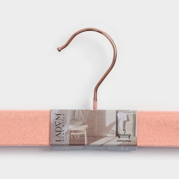 Вешалка для брюк и юбок LaDо́m Rose Gold, 33×3×12 см, покрытие вельвет, цвет розовый Вешалка для брюк и юбок LaDо́m Rose Gold, 33×3×12 см, покрытие вельвет, цвет розовый