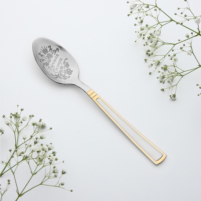 Ложка чайная с гравировкой «Лучшая сестра», в подарочной коробке, 3 х 14 см. Ложка чайная с гравировкой «Лучшая сестра», в подарочной коробке, 3 х 14 см.