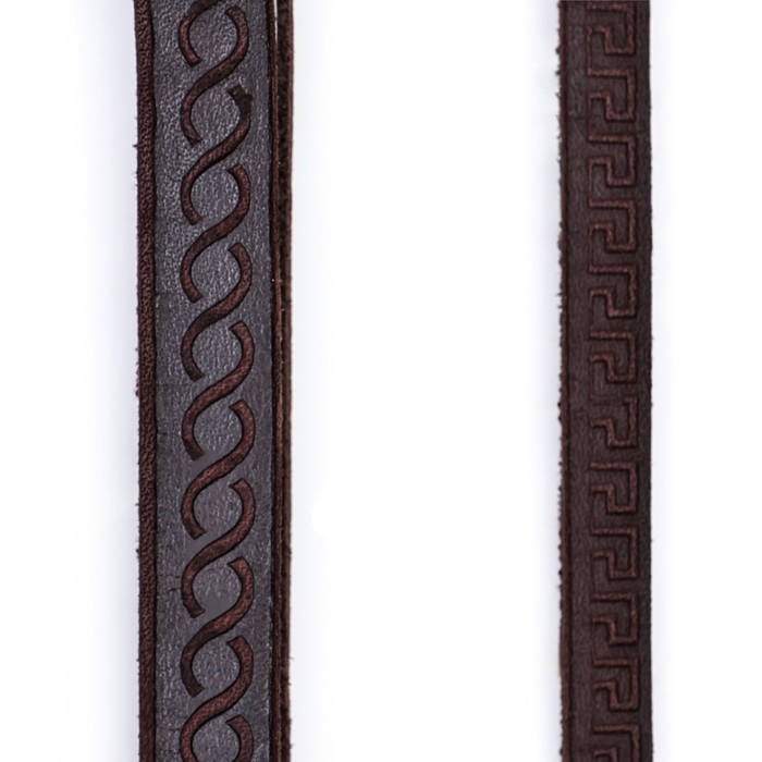 Поводок кожаный тисненый однослойный, 1.4 м х 0,8 см, коричневый