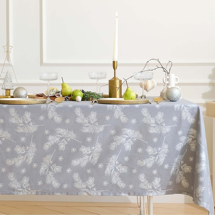 Скатерть Этель &laquo;Серебряные ветки&raquo;, 110х149 см, саржа 190 г/м2