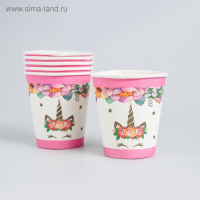 Набор посуды &laquo;С днём рождения&raquo;, единорожка, цвет розовый