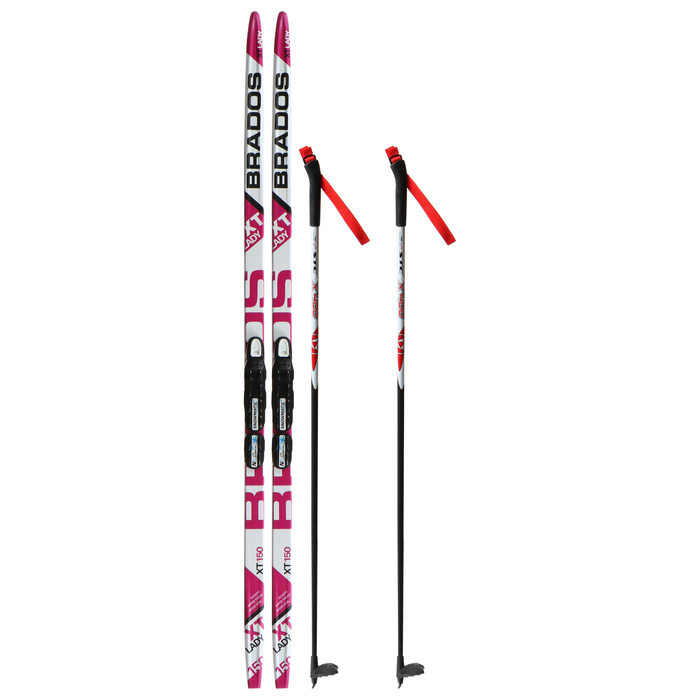 Комплект лыжный: пластиковые лыжи 150 см с насечкой, стеклопластиковые палки 110 см, крепления NNN, цвета МИКС Комплект лыжный: пластиковые лыжи 150 см с насечкой, стеклопластиковые палки 110 см, крепления NNN, цвета МИКС