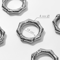 Кольцо-карабин &laquo;Бамбук&raquo;, d = 19/31 мм, толщина - 4 мм, 5 шт, цвет серебряный