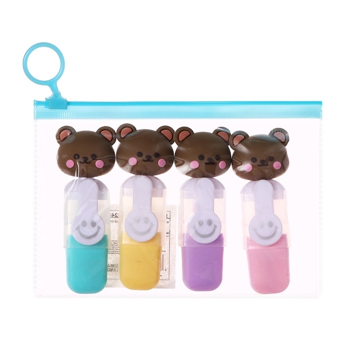 Набор маркеров текстовыделителей 4 штуки 4 цвета, в пенале на молнии Мишки Набор маркеров текстовыделителей 4 штуки 4 цвета, в пенале на молнии Мишки