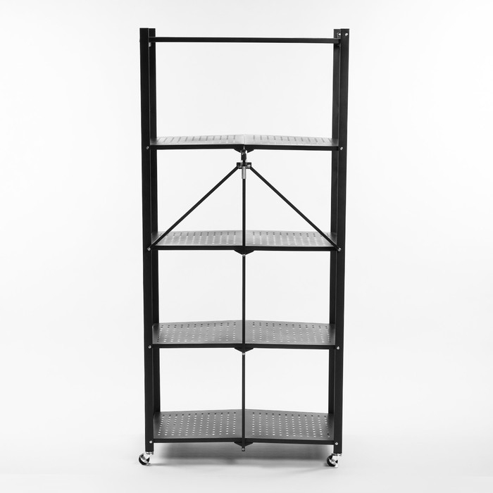 Стеллаж складной на колесах, 5 полок, 72&times;36&times;162,5см, цвет чёрный матовый