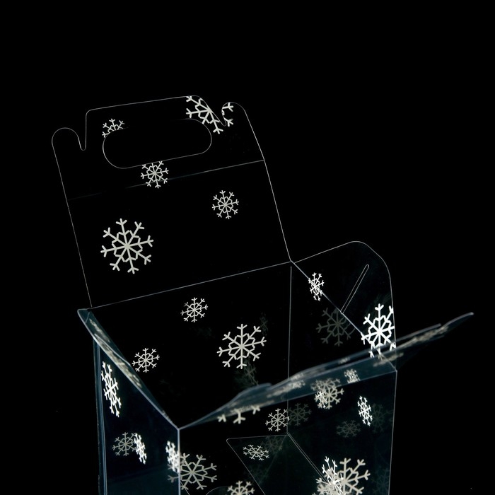 Новый год. Коробка подарочная новогодняя складная ПВХ Новый год. Коробка подарочная новогодняя складная ПВХ "Праздничное настроение" 11 x 11 x 11 см .