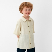 Рубашка для мальчика KAFTAN Linen, р. 30 (98-104), молочный Рубашка для мальчика KAFTAN Linen, р. 30 (98-104), молочный