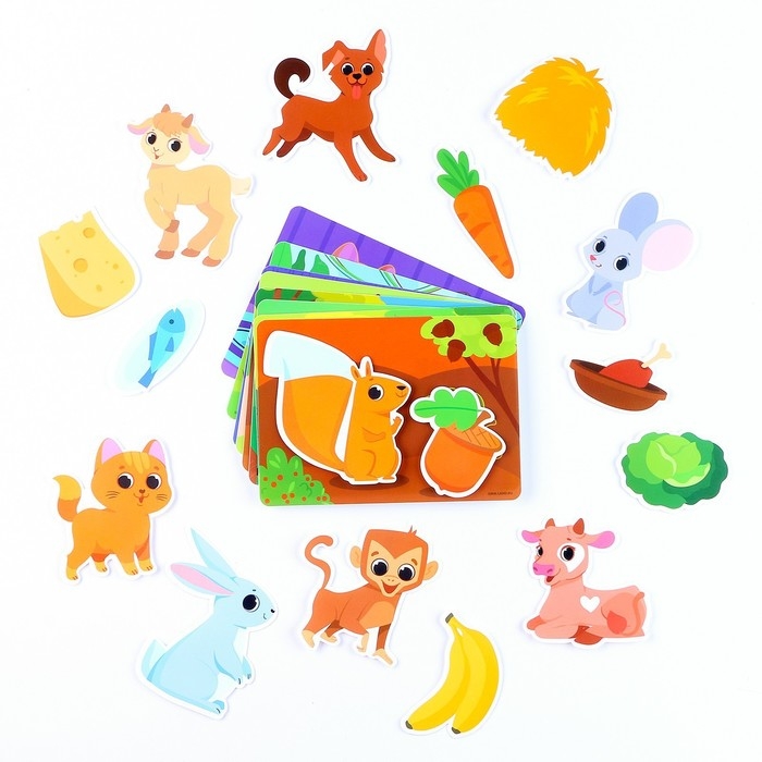 Развивающая игра на липучках &laquo;Изучаем животных. Кто что ест?&raquo;