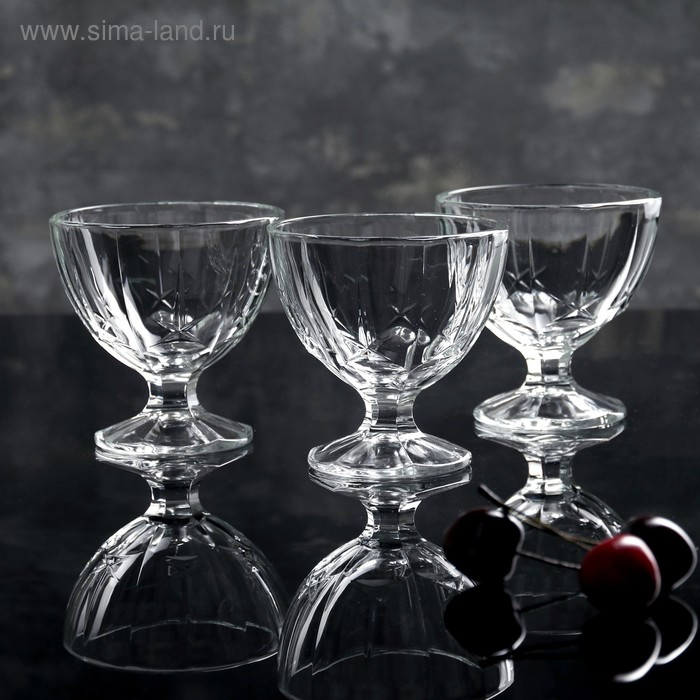 Набор стеклянных креманок для мороженого &laquo;Мальдивы&raquo;, 300 мл, 3 шт