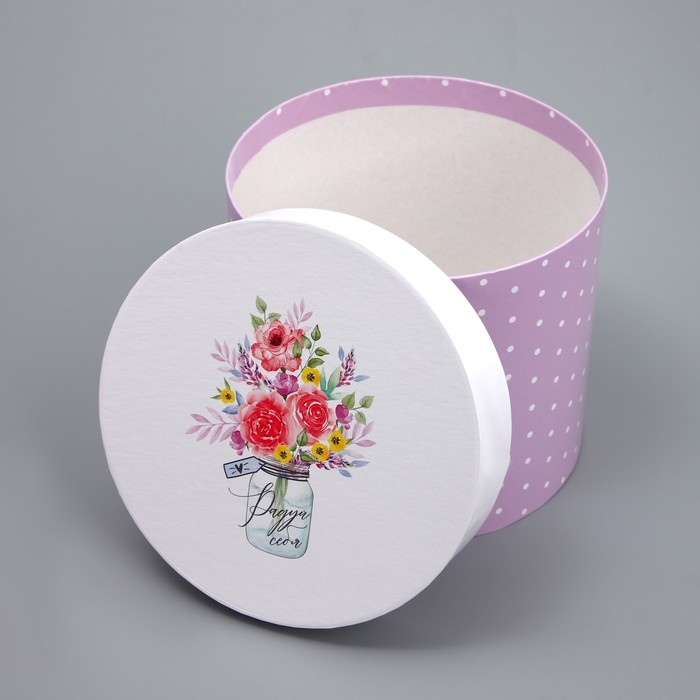 Набор шляпных коробок 3 в 1, упаковка подарочная, &laquo;Букетики&raquo;, 16 х 16 х 14‒20 х 20 х 17 см