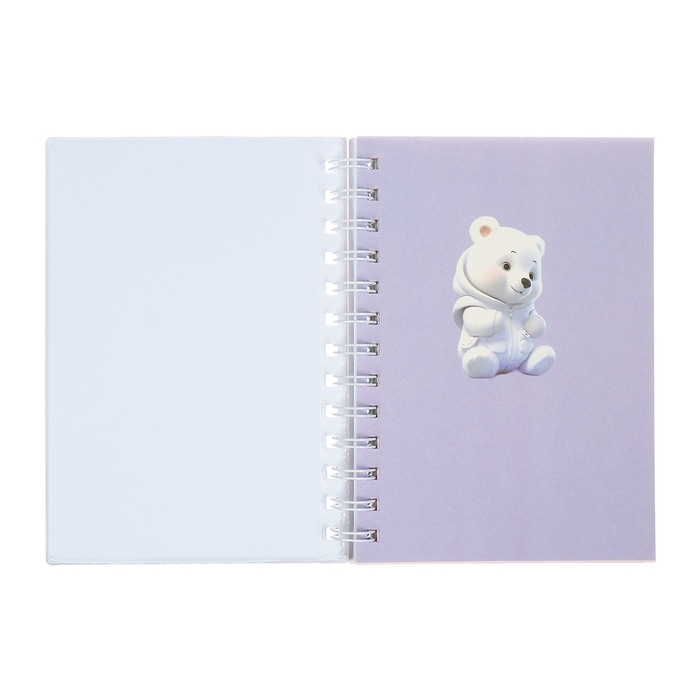 Записная книжка подарочная на гребне 80л,линия, цветной блок,обложка ПВХ 3D Мишка(17,6х13,5см)   105