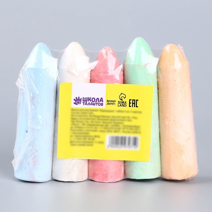 Мелки для рисования &laquo;Карандаши&raquo;, набор 5 шт, 5 цветов