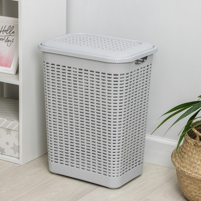 Корзина бельевая с крышкой, 50 л, 42×31×56 см, цвет МИКС Корзина бельевая с крышкой, 50 л, 42×31×56 см, цвет МИКС