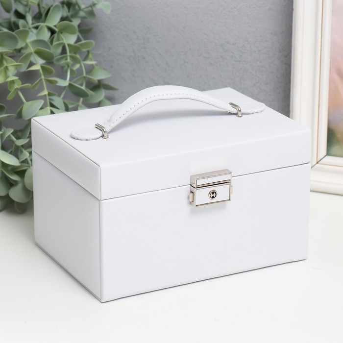 Шкатулка кожзам для украшений сундук Шкатулка кожзам для украшений сундук "Гладкость. Матовый белый" 11х18х13,7 см