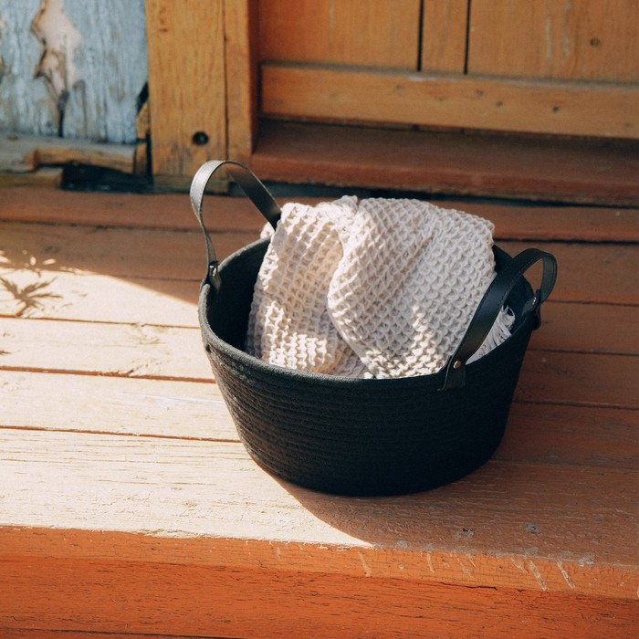 Корзина для хранения SL Home &laquo;Луиза&raquo;, плетёная ручной работы, 33&times;33&times;16 см, цвет чёрный