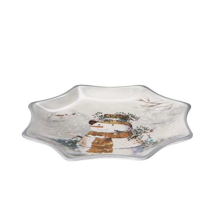 Блюдо сервировочное Доляна «Рождественский снеговик», d=20 см, цвет белый Блюдо сервировочное Доляна «Рождественский снеговик», d=20 см, цвет белый