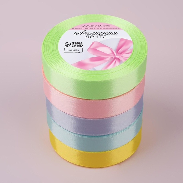 Набор атласных лент «Нежный», 5 шт, размер 1 ленты: 20 мм × 23 ± 1 м Набор атласных лент «Нежный», 5 шт, размер 1 ленты: 20 мм × 23 ± 1 м