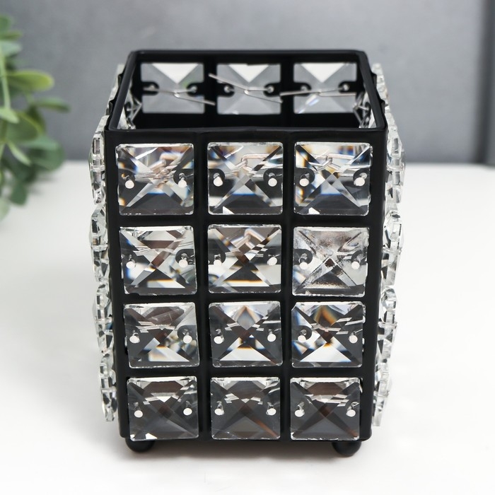 Подсвечник металл на 1 свечу Подсвечник металл на 1 свечу "Кристаллы" прямоугольник чёрный 12х10х10 см