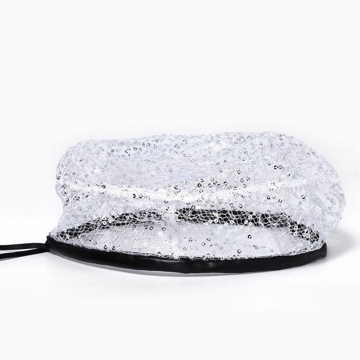 Берет прозрачный с пайетками, цвет белый, р-р 56см Берет прозрачный с пайетками, цвет белый, р-р 56см