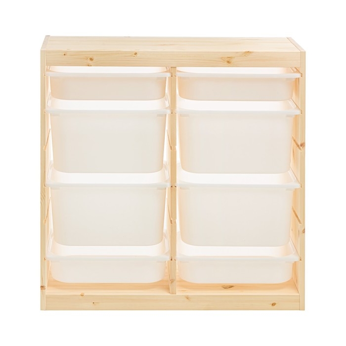 Стеллаж TROFAST-4, с контейнерами, вертикальный, Массив сосны