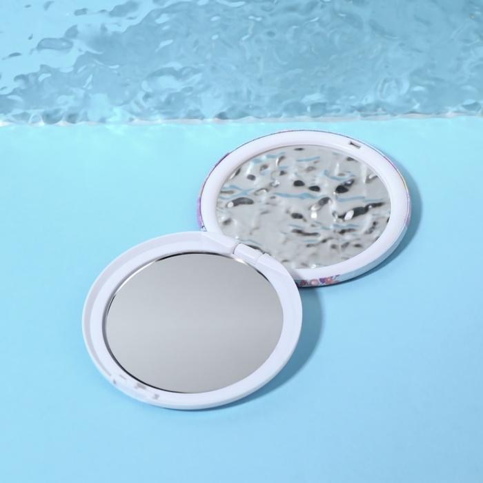 Зеркало складное &laquo;Цветы&raquo;, d = 7,5 см, цвет фиолетовый