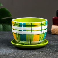 Горшок цветочный "Английская клетка" разноцветный, 0,5 л Горшок цветочный "Английская клетка" разноцветный, 0,5 л