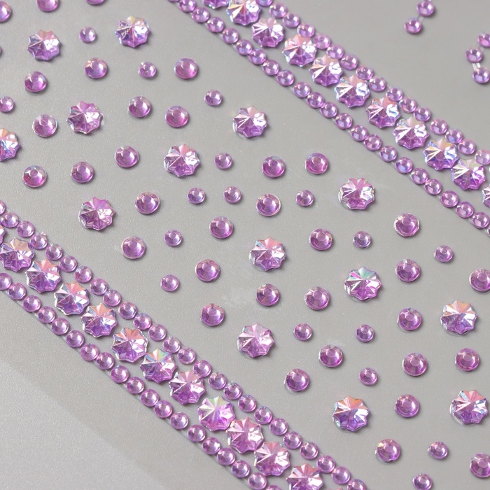 Наклейка пластик стразы "Цветочная дорога" сиреневая 22,5х11,5 см