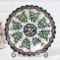 Ляган Риштанская Керамика "Цветы", 32 см, синий, глубокий