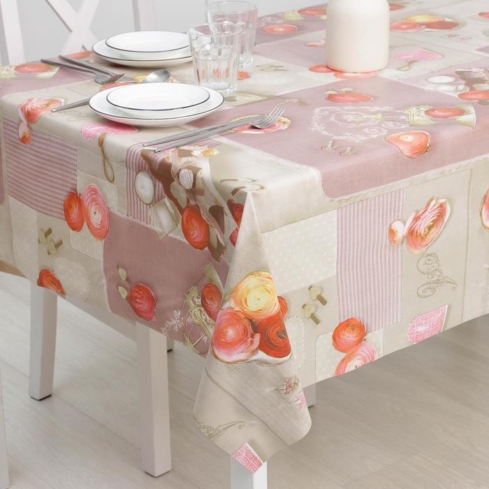Клеёнка на стол на тканевой основе Доляна &laquo;Нежность&raquo;, рулон 20 метров, ширина 137 см, общая толщина 0,22 мм, цвет бежевый