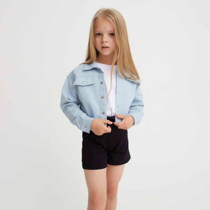 Рубашка для девочки джинсовая, укороченная KAFTAN, размер 34 (122-128 см), цвет голубой