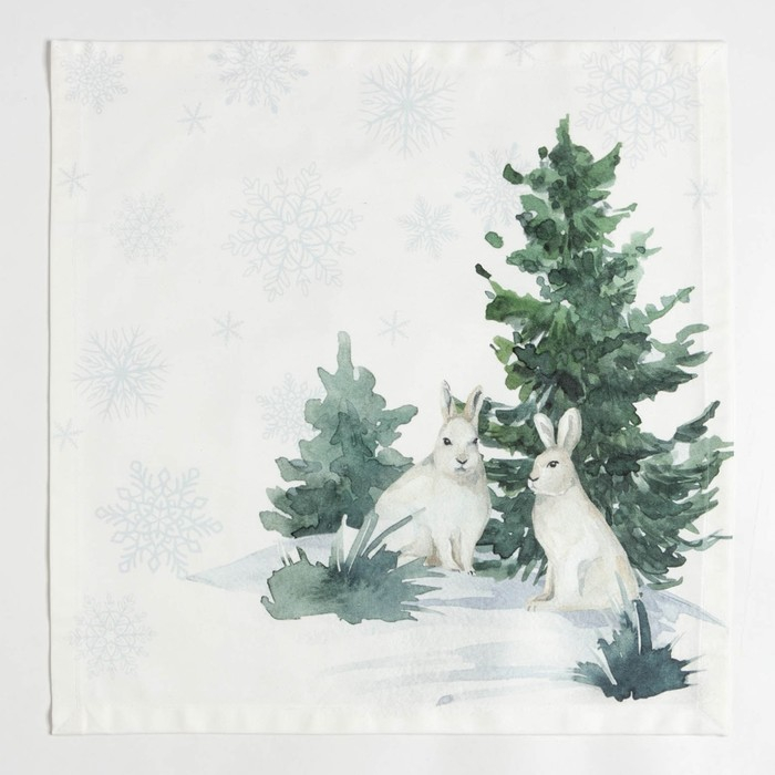 Набор новогодних салфеток Этель &laquo;Forest animals&raquo;, 40х40см - 4 шт, хлопок, саржа