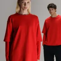 Футболка оверсайз с двойным рукавом Kosmos, красная, размер XS/S