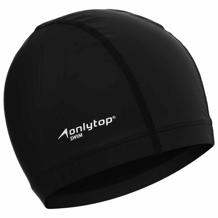 Шапочка для плавания взрослая ONLYTOP Swim, непромокаемая, тканевая, обхват 54-60 см, цвет чёрный Шапочка для плавания взрослая ONLYTOP Swim, непромокаемая, тканевая, обхват 54-60 см, цвет чёрный
