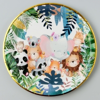 Тарелки бумажные &laquo;Зверята&raquo; с тиснением, 6 шт