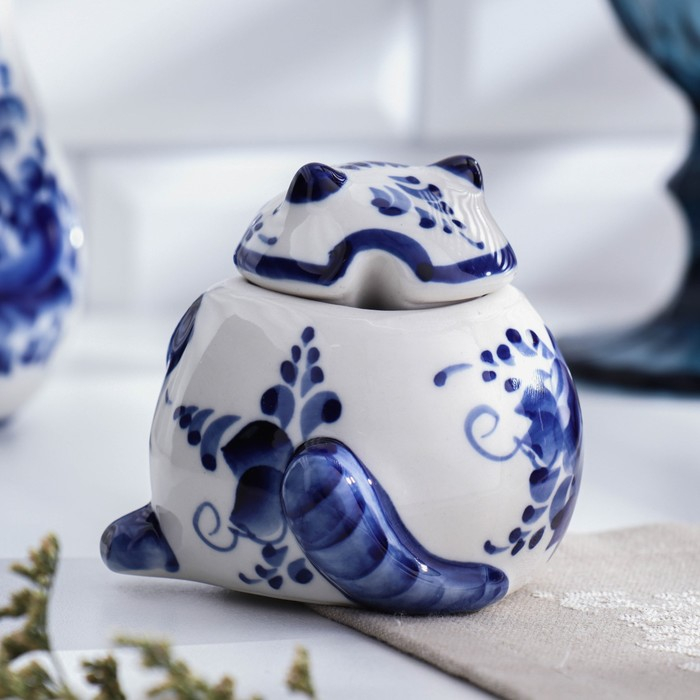 Солонка &laquo;Кот&raquo;, гжель