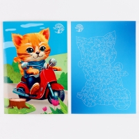 Пазлы деревянные фигурные детские &laquo;Кот на мопеде&raquo;, 96 элементов