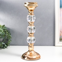 Подсвечник металл на 1 свечу "Классика - три прозрачных шара" золото 32х11х11 см Подсвечник металл на 1 свечу "Классика - три прозрачных шара" золото 32х11х11 см