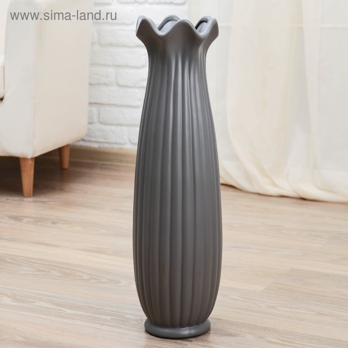 Ваза керамика напольная "Геометрия" бутон, 16х60 см, серый
