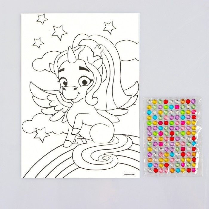 Аппликация стразами &laquo;Волшебный единорог&raquo; 14.8х21 см