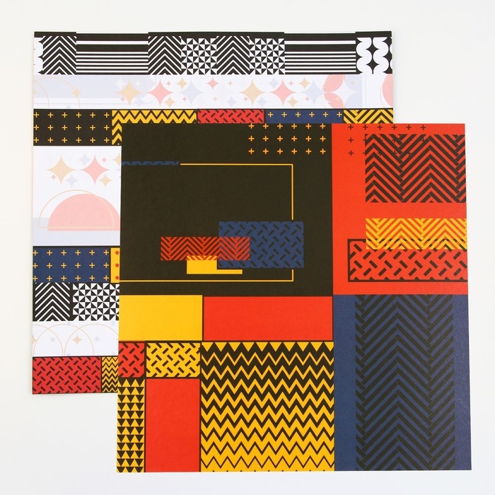 Набор бумаги для скрапбукинга &laquo;Яркая геометрия&raquo;, 12 листов, 30.5 х 30.5 см, 180 г/м&sup2;