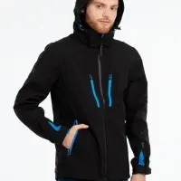 Куртка софтшелл мужская Patrol черная с синим, размер S